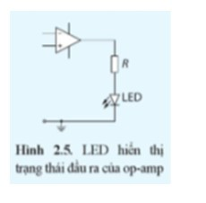 Trong Hình 2.5, đầu vào V+ có ghép với cảm biến nhiệt độ và đầu vào V- của op-amp có mạch chia điện thế. Sự sáng, tối của LED có cho ta biết được vùng