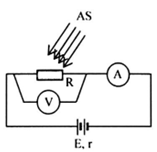 Trong sơ đồ hình vẽ bên: R là quang điện trở, AS là ánh sáng kích thích, A là ampe kế, V là vôn kế. Số chỉ cúa ampe kế và vôn kế sẽ thay đổi thế nào nếu
