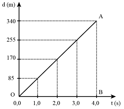 Từ đồ thị độ dịch chuyển – thời gian bên dưới. Xác định tốc độ của chuyển động? (ảnh 1)