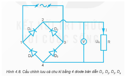 Từ sơ đồ như Hình 4.8, hãy chứng tỏ rằng dù hiệu điện thế giữa hai điểm 1 và 3 có giá trị dương hay âm thì hiệu điện thế giữa điểm 2 và điểm 4 luôn có