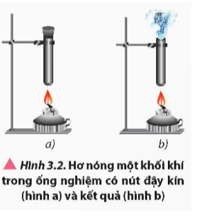 Vận dụng mô hình động học phân tử, hãy giải thích hiện tượng chiếc nút bị đẩy bật ra khỏi ống (Hình 3.2b).   (ảnh 1)