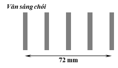 Vân giao thoa được tạo bởi ánh sáng laze đỏ, hai khe hẹp và màn chắn. Biết màn chắn cách hai khe hẹp một khoảng 3,5 m (ảnh 1)