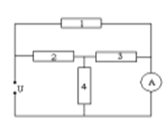 Xác định cường độ dòng điện qua ampe kế theo mạch như hình vẽ. Biết RA≈0;R1=R3=30Ω;R2=5Ω,R4=15Ω và U=90V