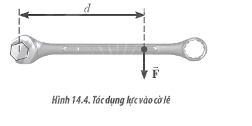 Xác định moment do lực vecto F có độ lớn 10 N tác dụng vuông góc lên cờ lê để làm xoay (ảnh 1)