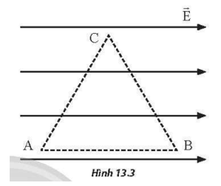 Xét một vùng không gian có điện trường đều, cho 3 điểm A , B, C tạo thành một tam giác đều có độ dài các cạnh a = 6cm

, AB song song với các đường sức