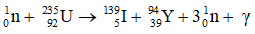 Xét phản ứng phân hạch:

Tính năng lượng tỏa ra khi phân hạch một hạt nhân 235 U

Cho biết: 235 U = 234,99332u; 139 I = 138,89700u; 94 γ = 93,89014u
