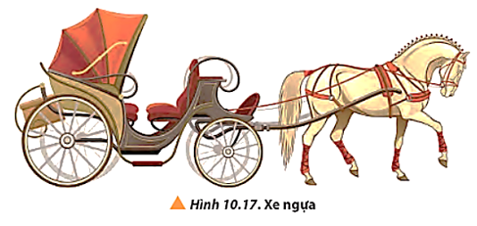 Xét trường hợp con ngựa kéo xe như Hình 10.17. Khi ngựa tác dụng một lực kéo lên xe, theo định luật III Newton sẽ xuất hiện một phản lực có cùng độ lớn