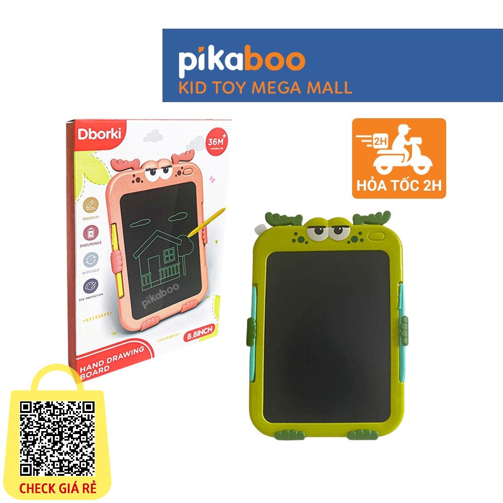 Bảng vẽ điện tử tự xóa thông minh LCD cao cấp Pikaboo Đồ chơi dùng pin cho bé tập vẽ và viết chất liệu an toàn