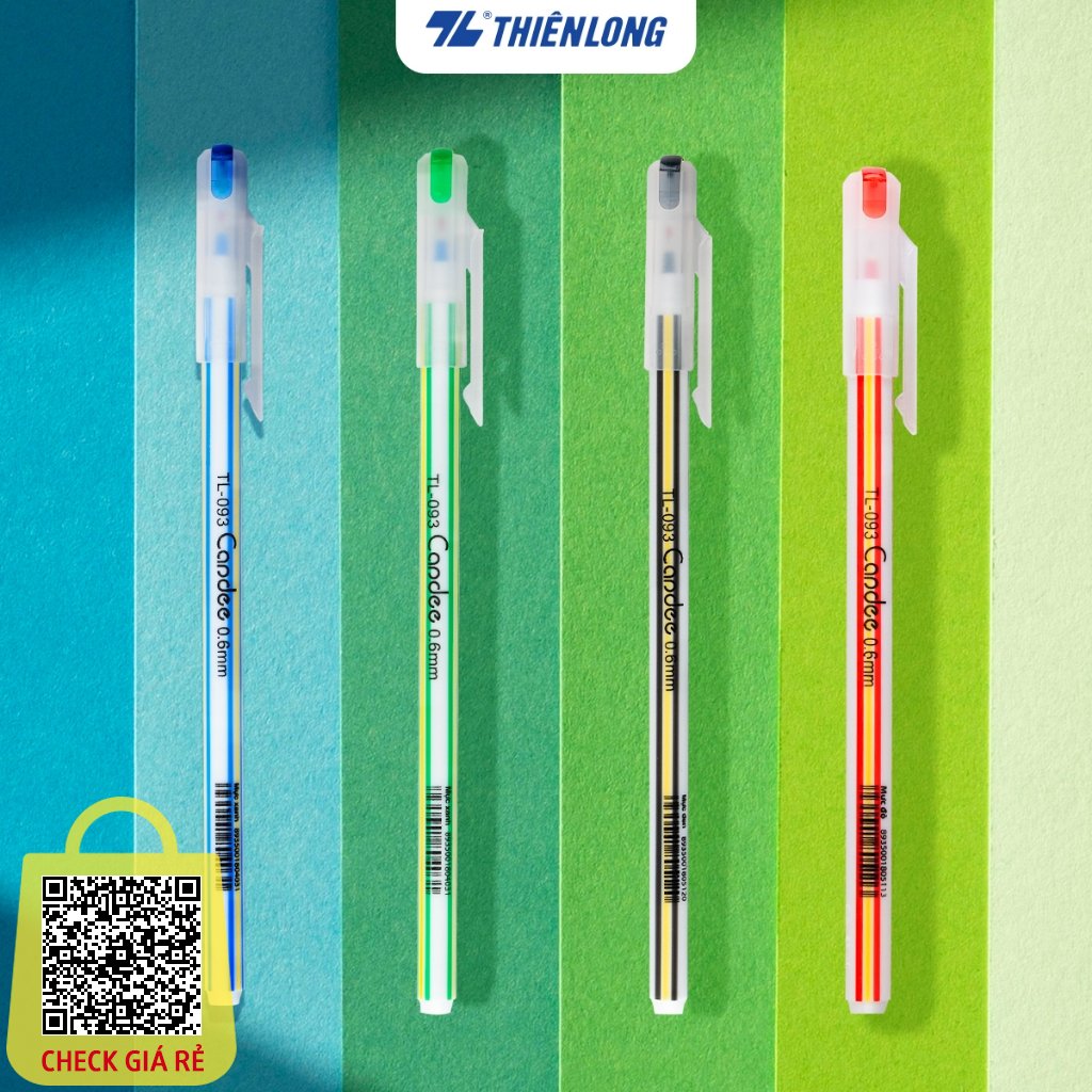 Bút bi học sinh - văn phòng Thiên Long TL-027 - TL-095 mực xanh/đỏ/đen/tím thiết kế hiện đại - nét viết trơn mượt