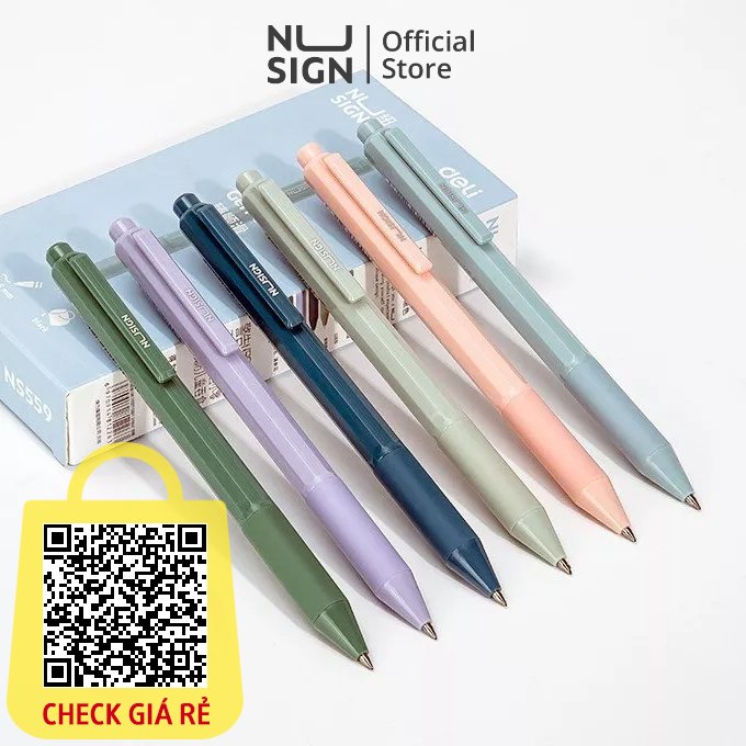 Bút Bi Mực Gel Cao Cấp Deli Nusign Mực Đen Ngòi 0.5mm Viết Siêu Êm - Ngòi Carbon Bút Bi Nước 1 Chiếc NS559