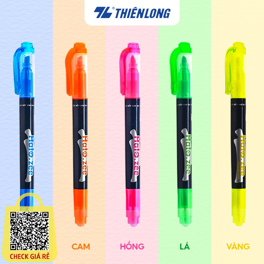 Bút dạ quang Thiên Long Bút highlight siêu đẹp - 2 đầu bút màu tươi sáng - dùng đánh dấu - take note - ghi chú HL-03