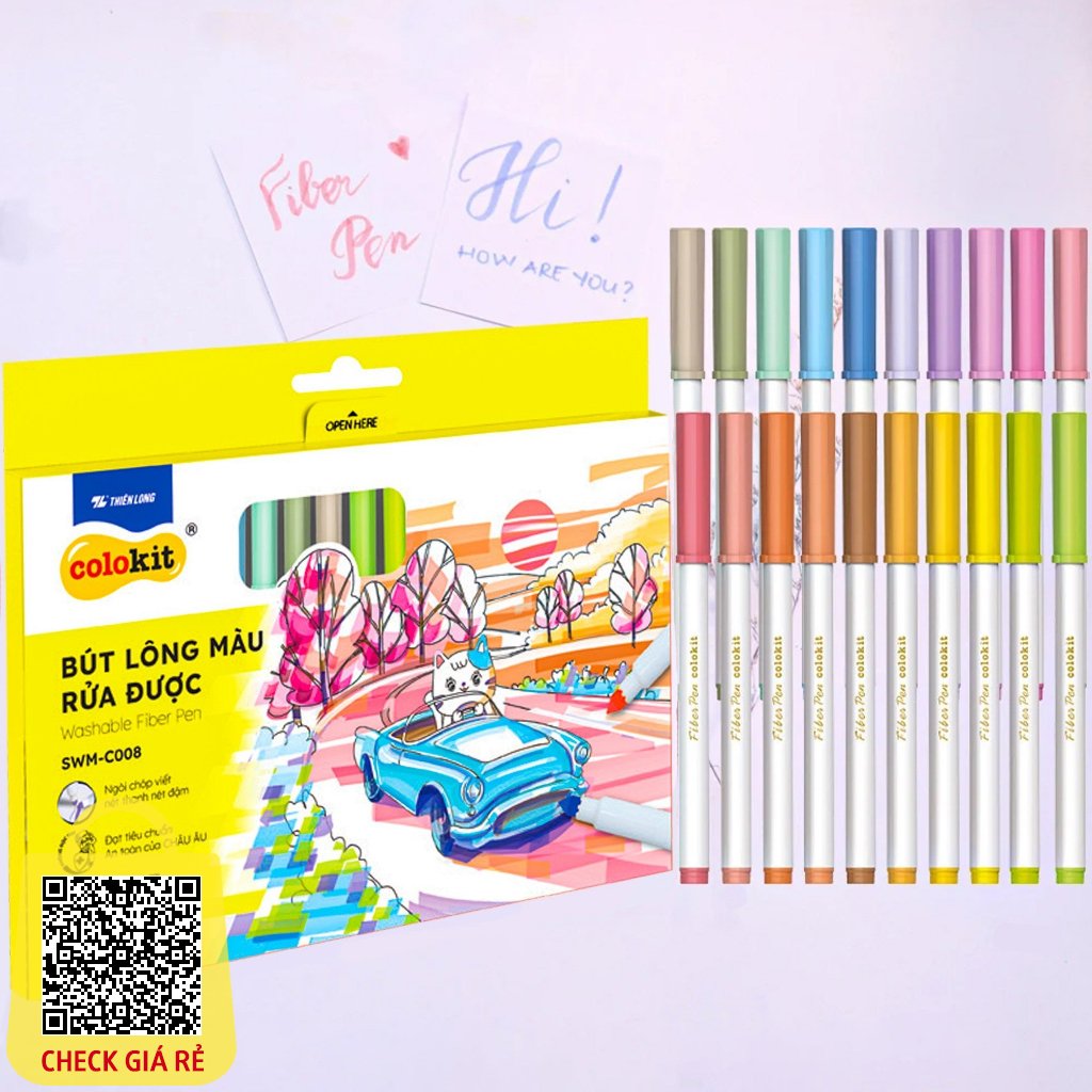 Bút lông màu Fiber Pen 20 màu Pastel Thiên Long Colokit SWM-C008 Bút lông màu - bút dạ - bút highlight rửa được an toàn