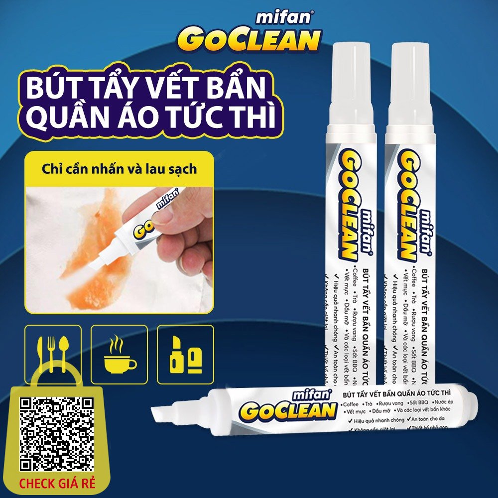 Bút Tẩy Vết Bẩn Quần Áo Tức Thì Mifan GOCLEAN 10ml Không cần giặt - làm sạch nhanh - tiện lợi - an toàn cho mọi loại vải