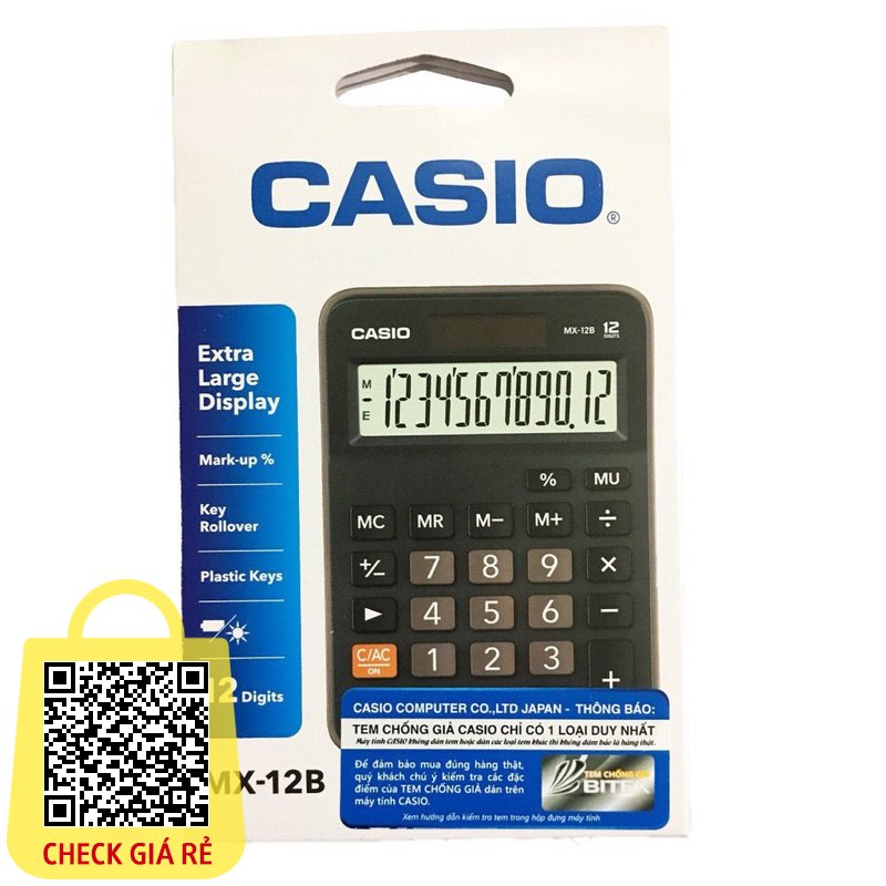 [CHÍNH HÃNG - GIÁ SỈ] Máy tính Casio MX-12B-BK - bảo hành 5 năm