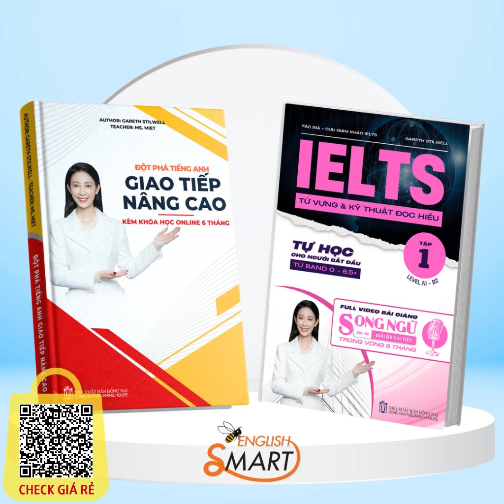 Combo 2 Sách: IELTS Từ Vựng & Kỹ Thuật Đọc Hiểu Band 0.-6.5+ Và Đột Phá Tiếng Anh Giao Tiếp Nâng Cao Smart English
