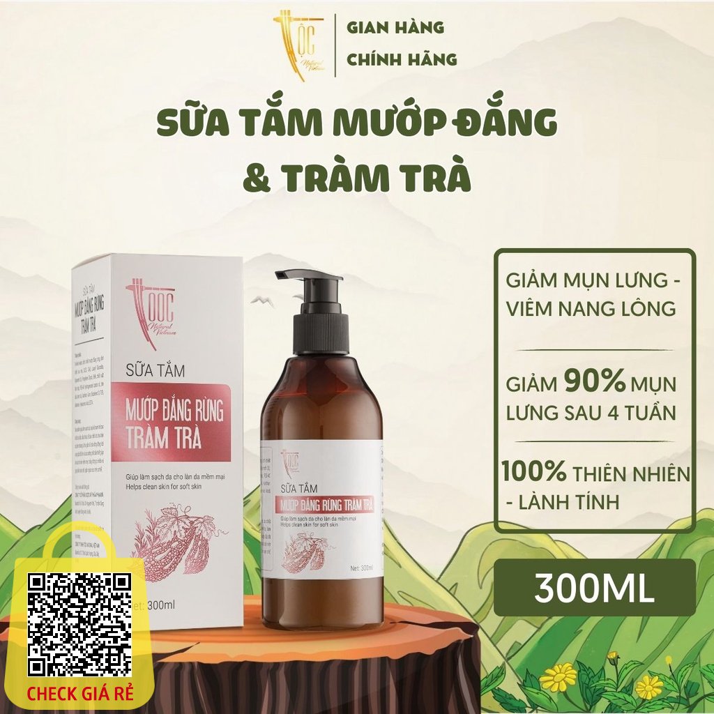 Combo 2 Sữa tắm Mướp đắng rừng & Tràm trà Cao Bằng TỘC Natural sạch khuẩn - giảm mụn và viêm nang lông 300ml