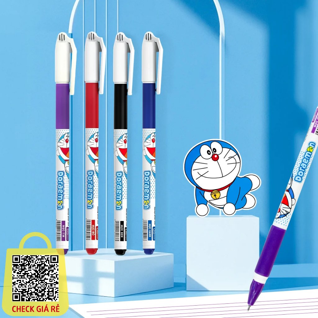 Combo 20 but gel Thien Long Doraemon GEL-012/DO ngoi 0.5mm But gel muc xanh/do/den/tim