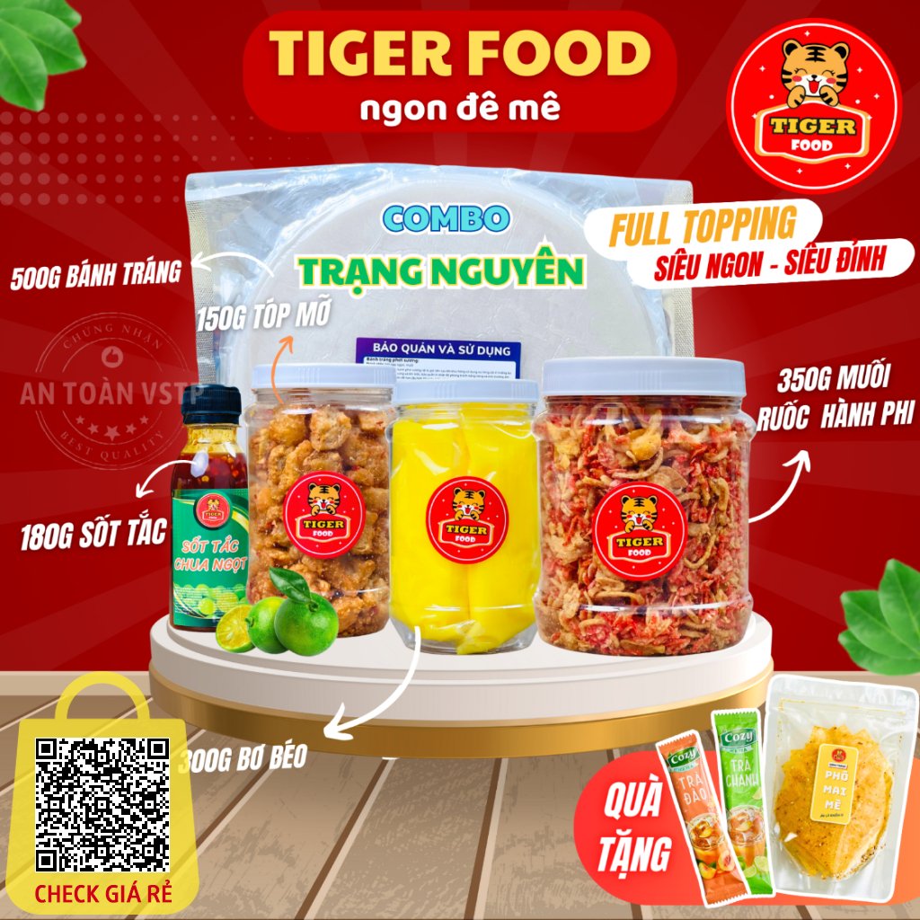 combo banh trang phoi suong 1kg tiger food banh trang muoi tom hanh phi bo beo top mo sot tac freeship do an vat
