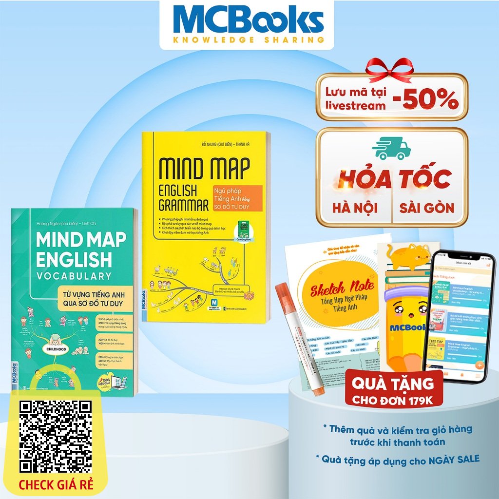 Sách Combo Mindmap English Grammar và Mindmap English Vocabulary Học Kèm App Online