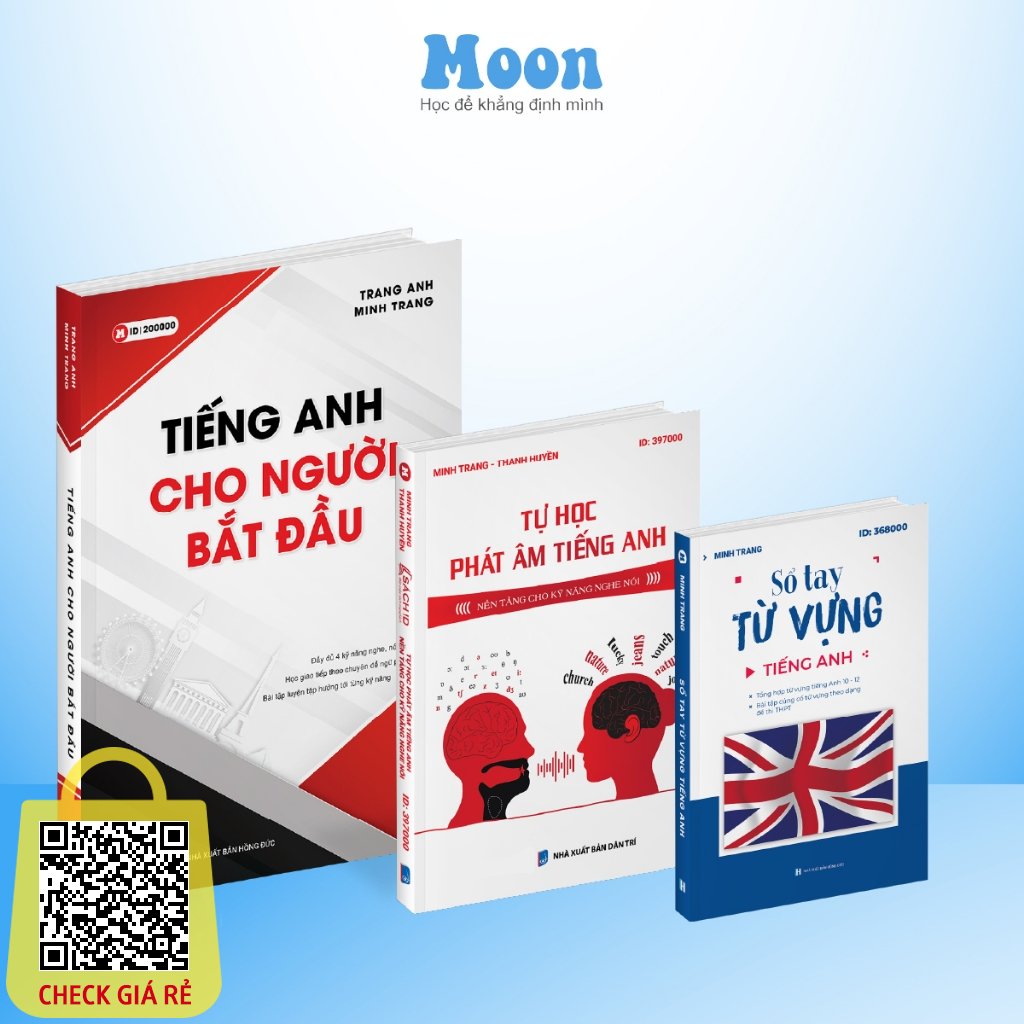 Combo sách học tiếng anh giao tiếp cơ bản cho người mới bắt đầu moonbook