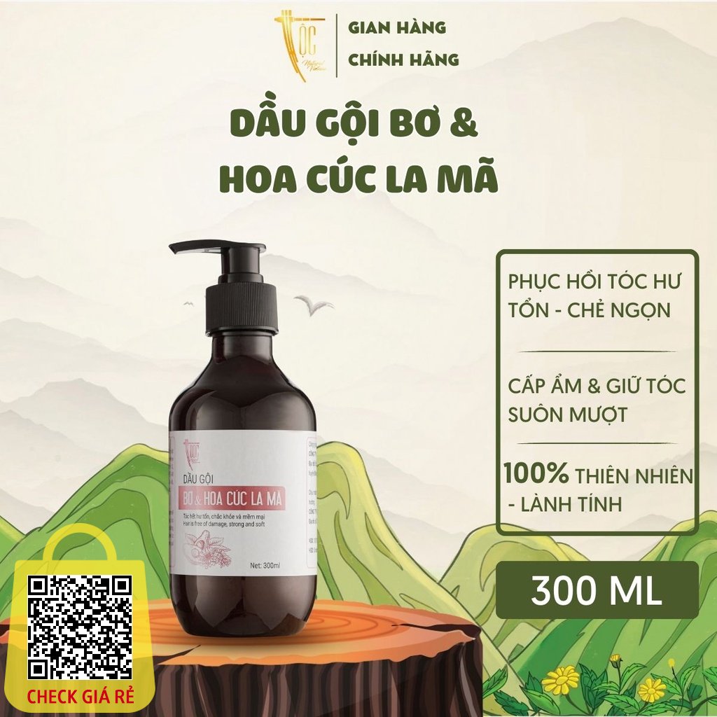 Dầu gội Bơ & Hoa cúc La Mã TỘC Natural phục hồi tóc hư tổn 300ml