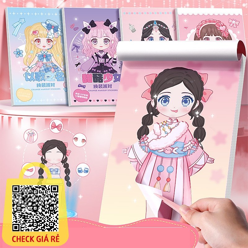 Đồ chơi sách dán sticker hoạt hình đầm công chúa ANDY KIDS notebook đầm dự tiệc miếng dán cho bé gái dễ thương hoạt hình