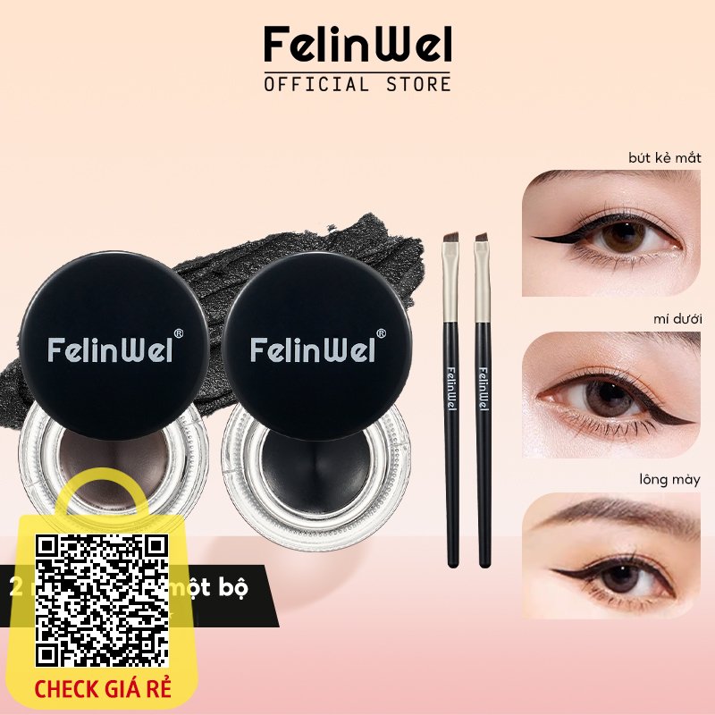 FelinWel Bộ gel kẻ mắt 2 màu - đi kèm 2 cây cọ dành(không bắt buộc) - cho mắt và chân mày