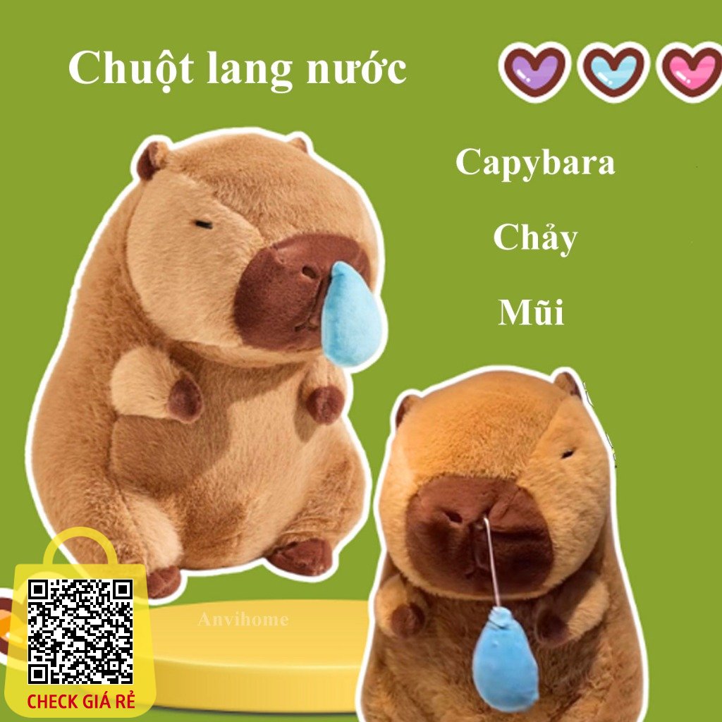 Goi om Chuot Bong Capybara Chay Mui ANVIHOME long nhung min