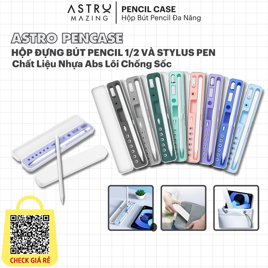 Hop dung but AstroMazing danh cho but cam ung Pencil 1 2 - Stylus Pencil bang nhua abs cao cap - loi silicone chong soc