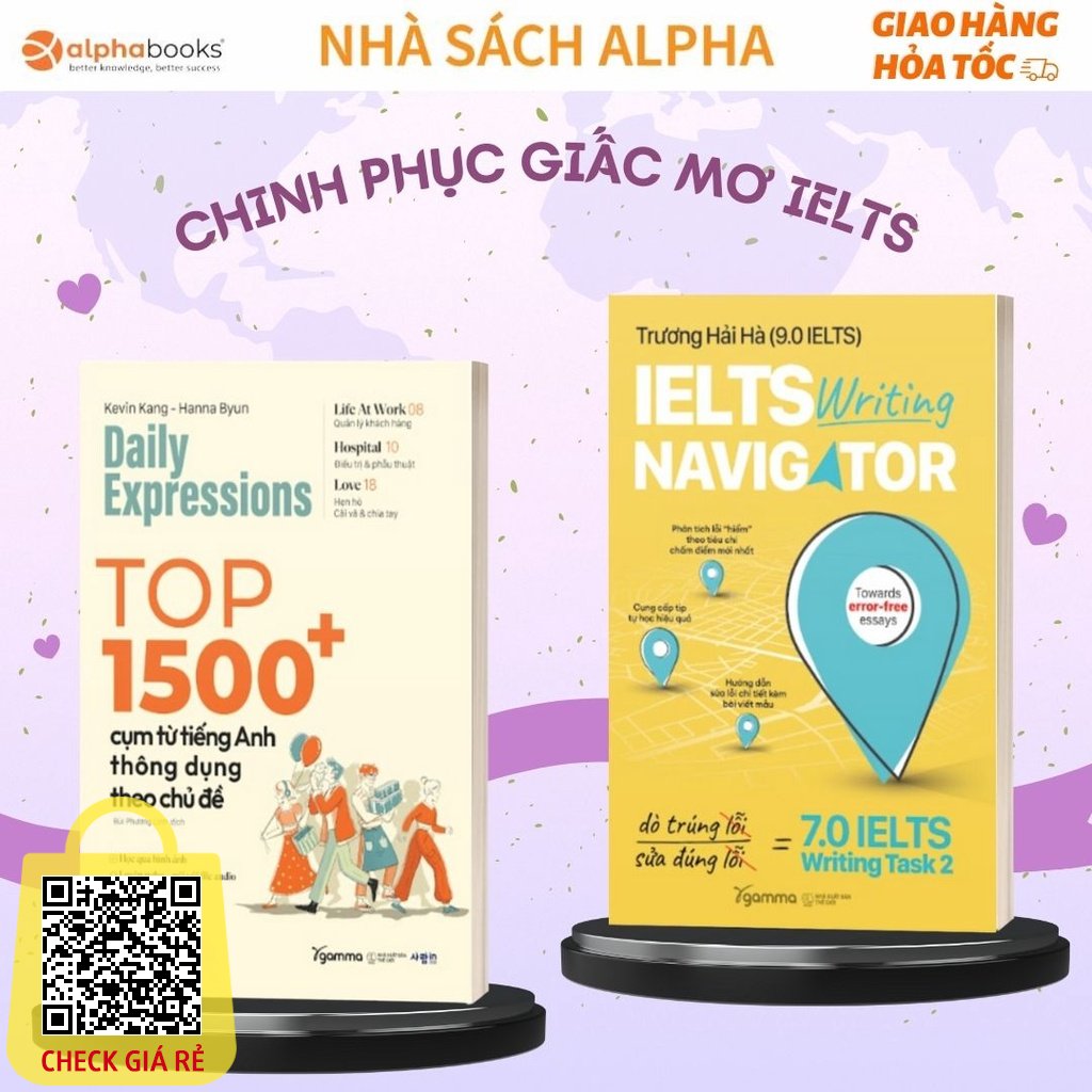 le combo 2 sach top 1500 cum tu tieng anh thong dung ielts writing navigator