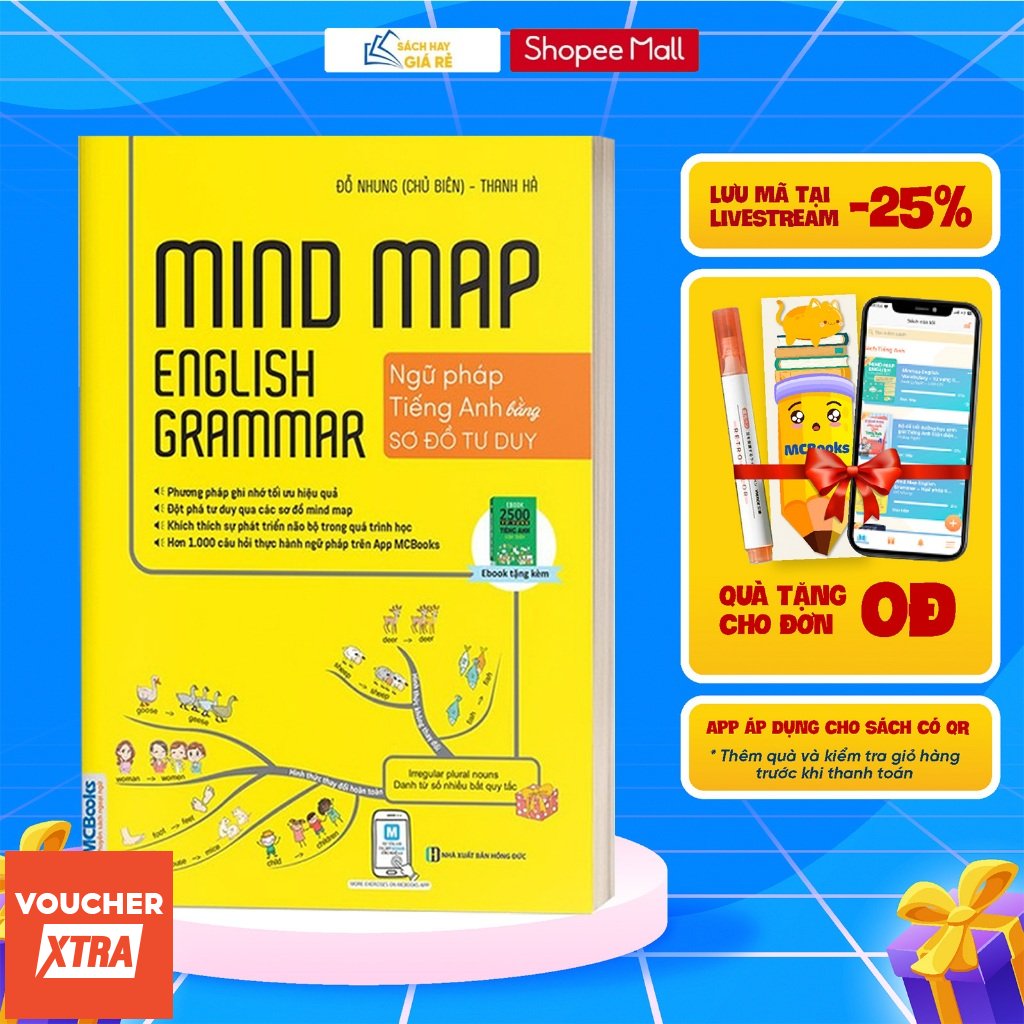 [LIFEMALL9915 - 12% đơn 99K] Sách Mindmap English Grammar - Ngữ Pháp Tiếng Anh Bằng Sơ Đồ Tư Duy