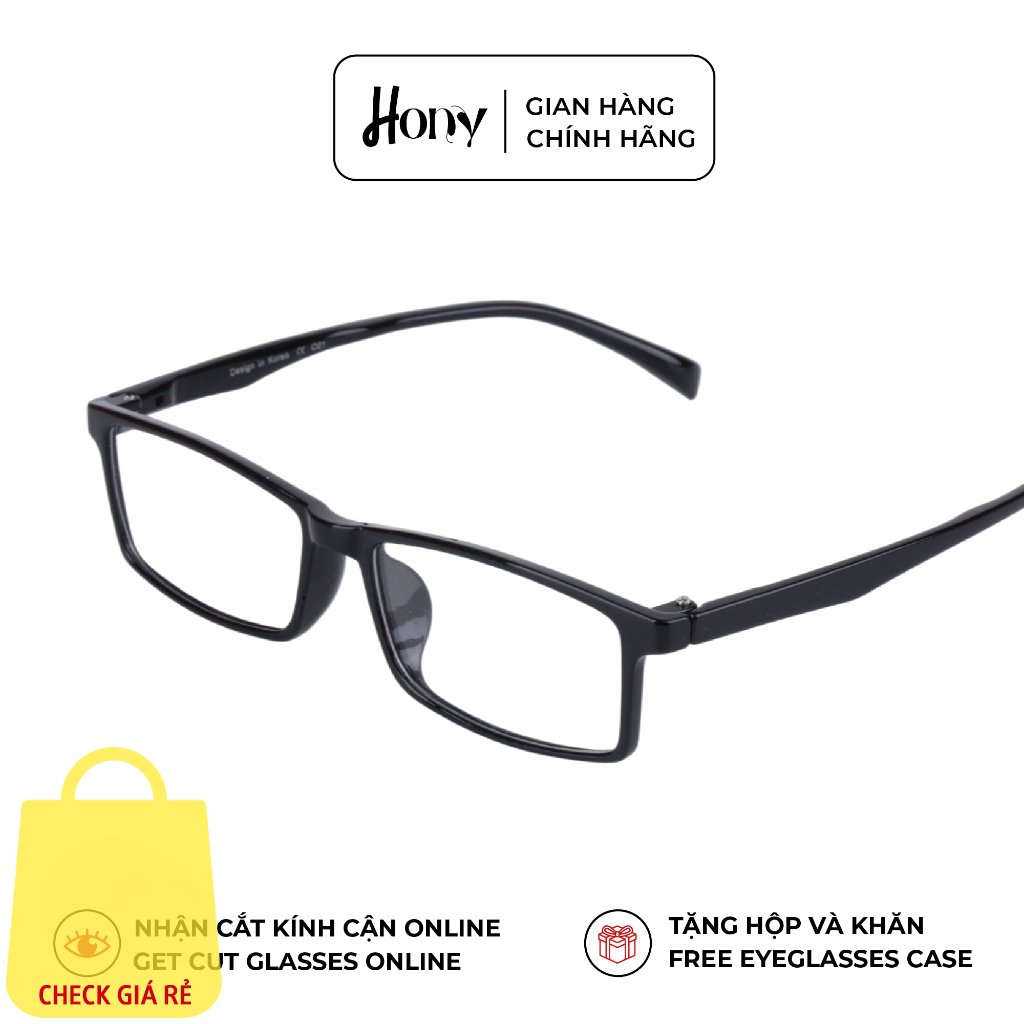 Mắt kính Unisex thời trang HONY - Gọng nhựa TR90 cao cấp càng dẻo form chữ nhật thời trang
