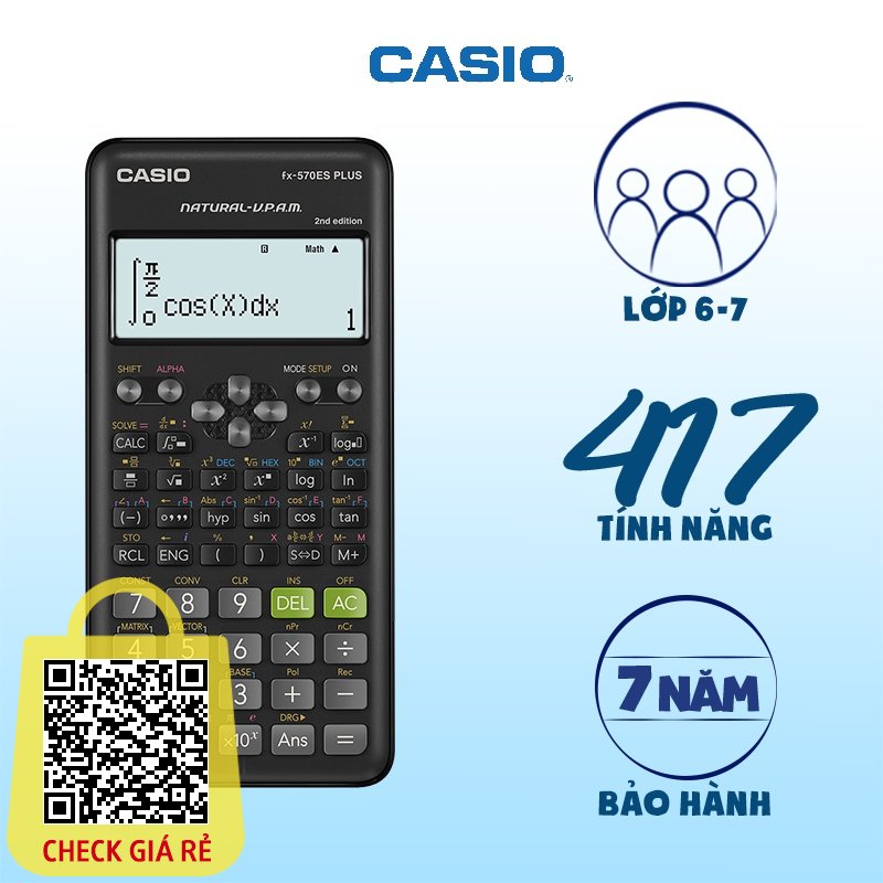 Máy tính Casio 570 es Đen plus , Độ Chính Xác Cao , Giá Rẻ