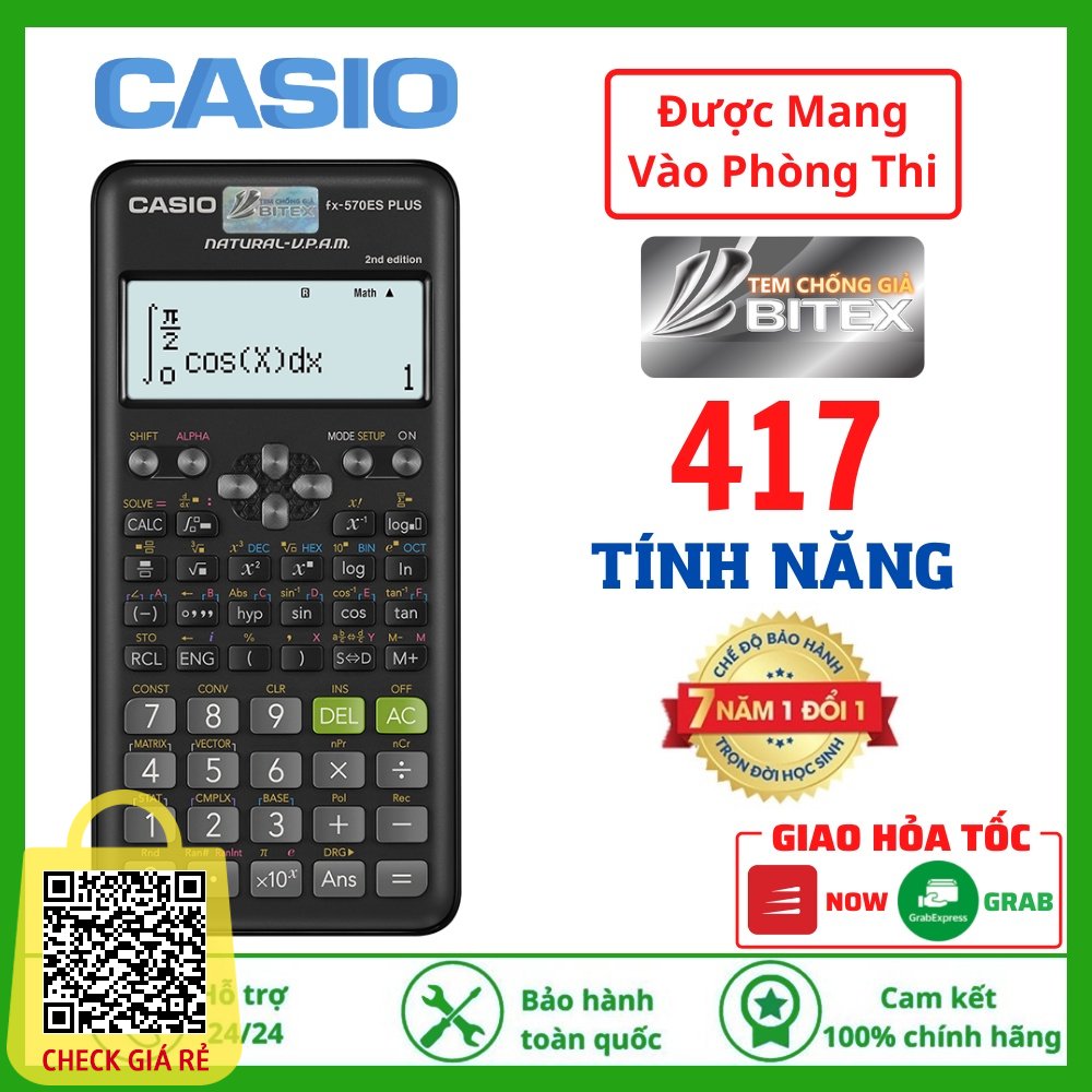 may tinh casio fx 570es plus new chinh hang 417 tinh nang bao hanh 7 nam