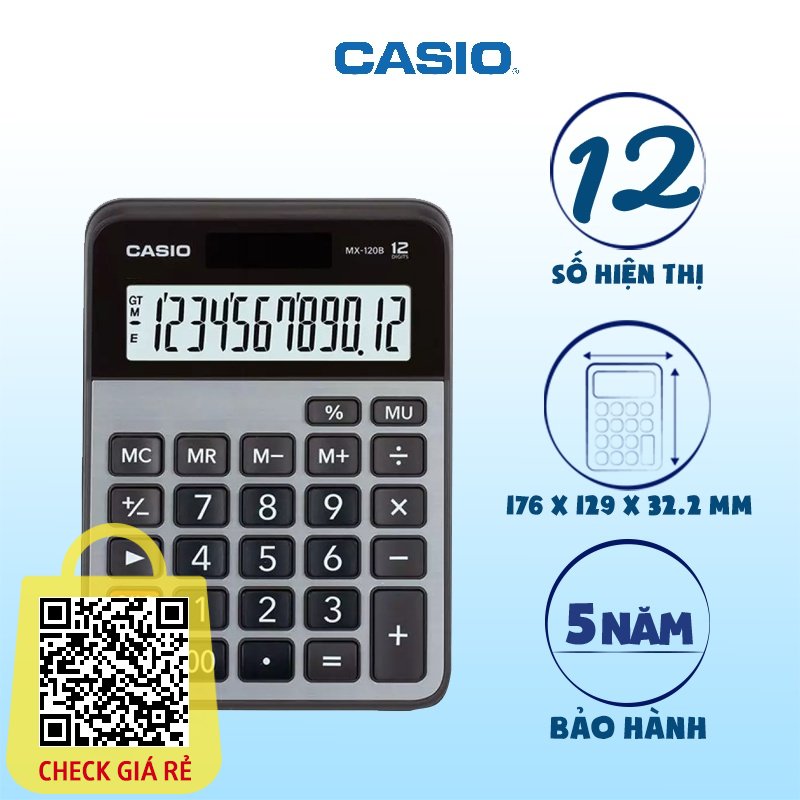Máy Tính Casio MX-120B hiển thị 12 số