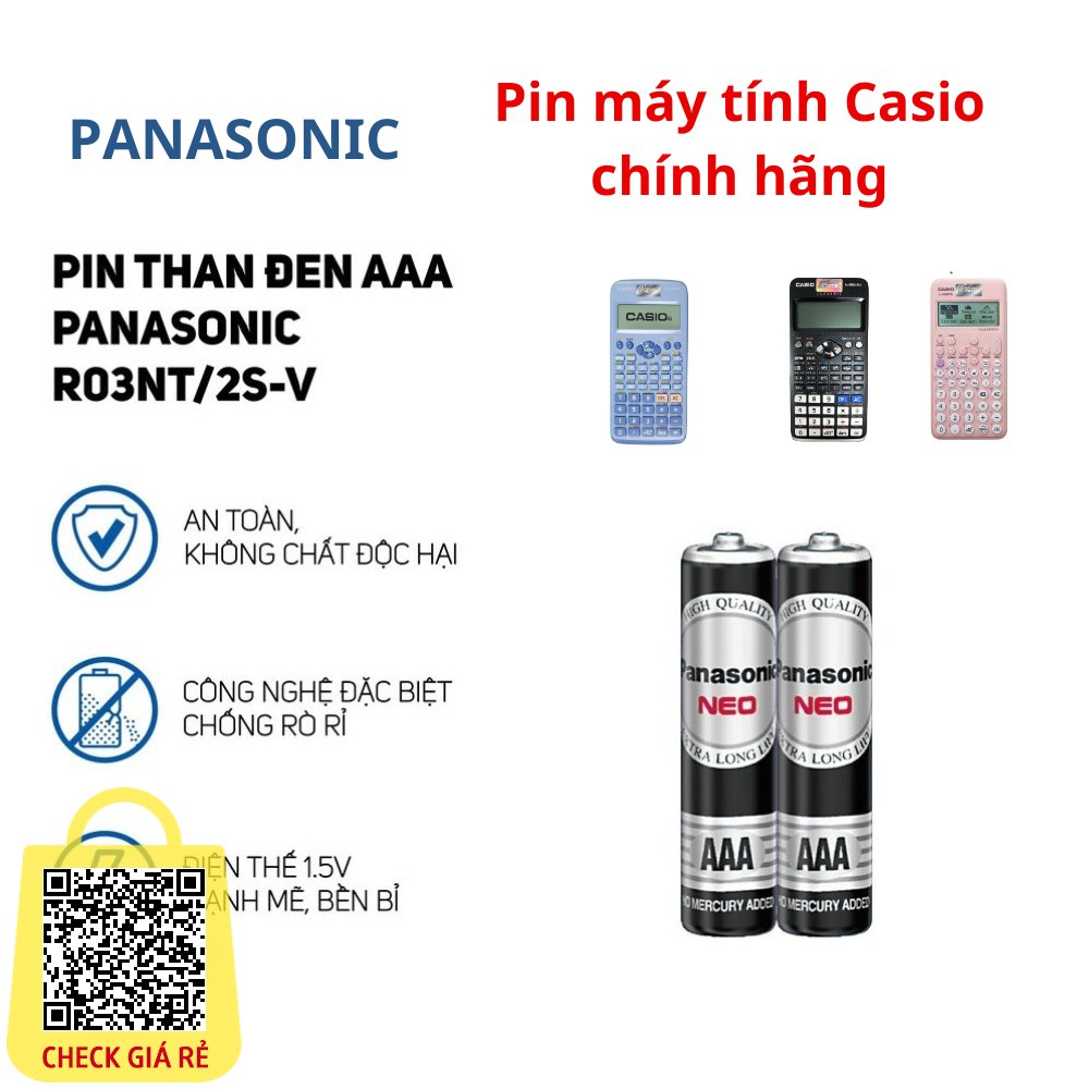 Pin than đen AAA Panasonic dành cho máy tính Casio fx580vnx, Fx880Btg, Fx570 chính hãng
