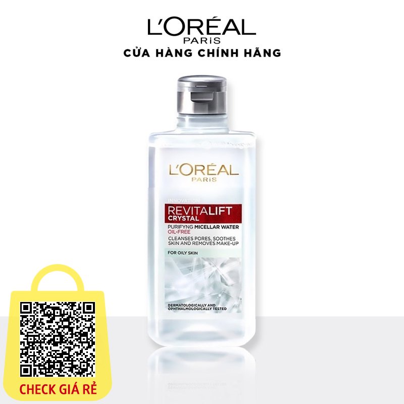  Nước làm sạch và tẩy trang mềm mịn cho da dầu L'Oreal Paris Revitalift Crystal Micellar Water 95ml