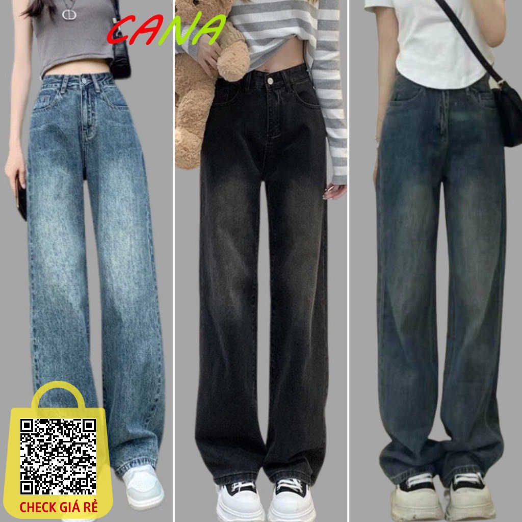 Quần bò jean ống rộng suông xuông nữ jeans cạp cao phong cách jeanshop_0603 ms06