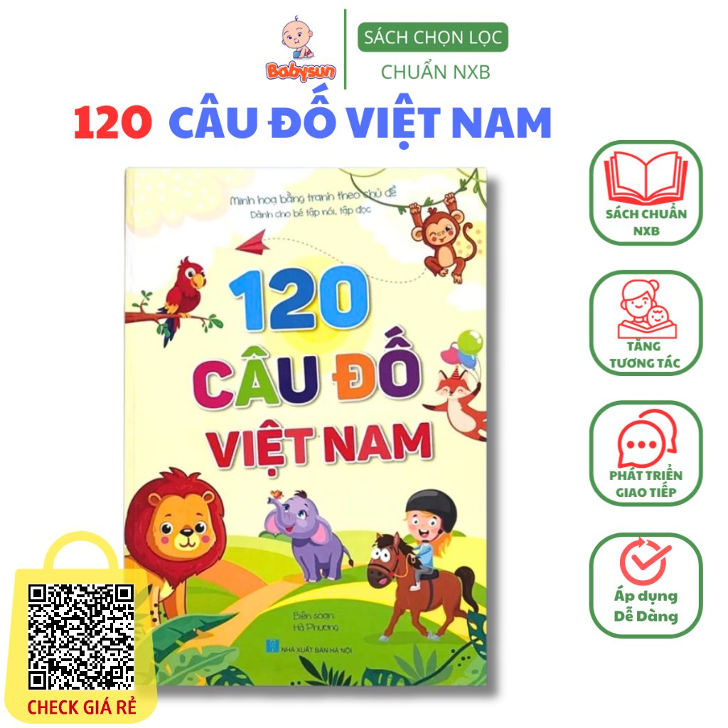 Sách- 120 Câu Đố Việt Nam Nhiều Chủ Đề Dành Cho Bé Tập Đọc - Tập Nói Kèm Tranh Minh Họa Bắt Mắt