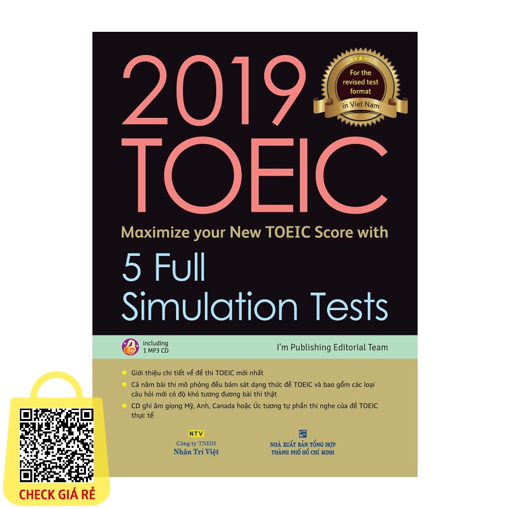 Sách 2019 TOEIC 5 Full Simulation Tests (Gồm Sách - Scripts & Answer Key Và Đĩa MP3) NTV