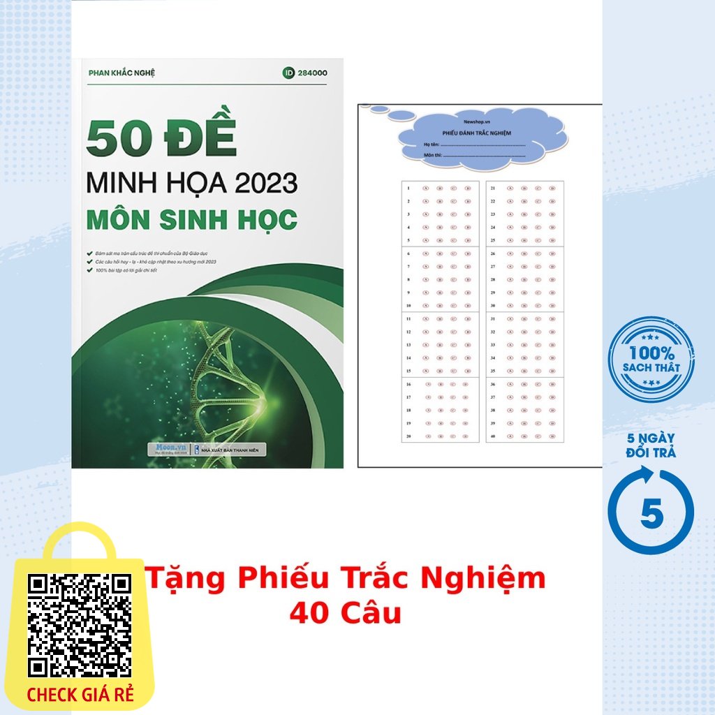 Sach 50 De Minh Hoa 2023 Mon Sinh Hoc - Tang Phieu Trac Nghiem 40 Cau (MOON)