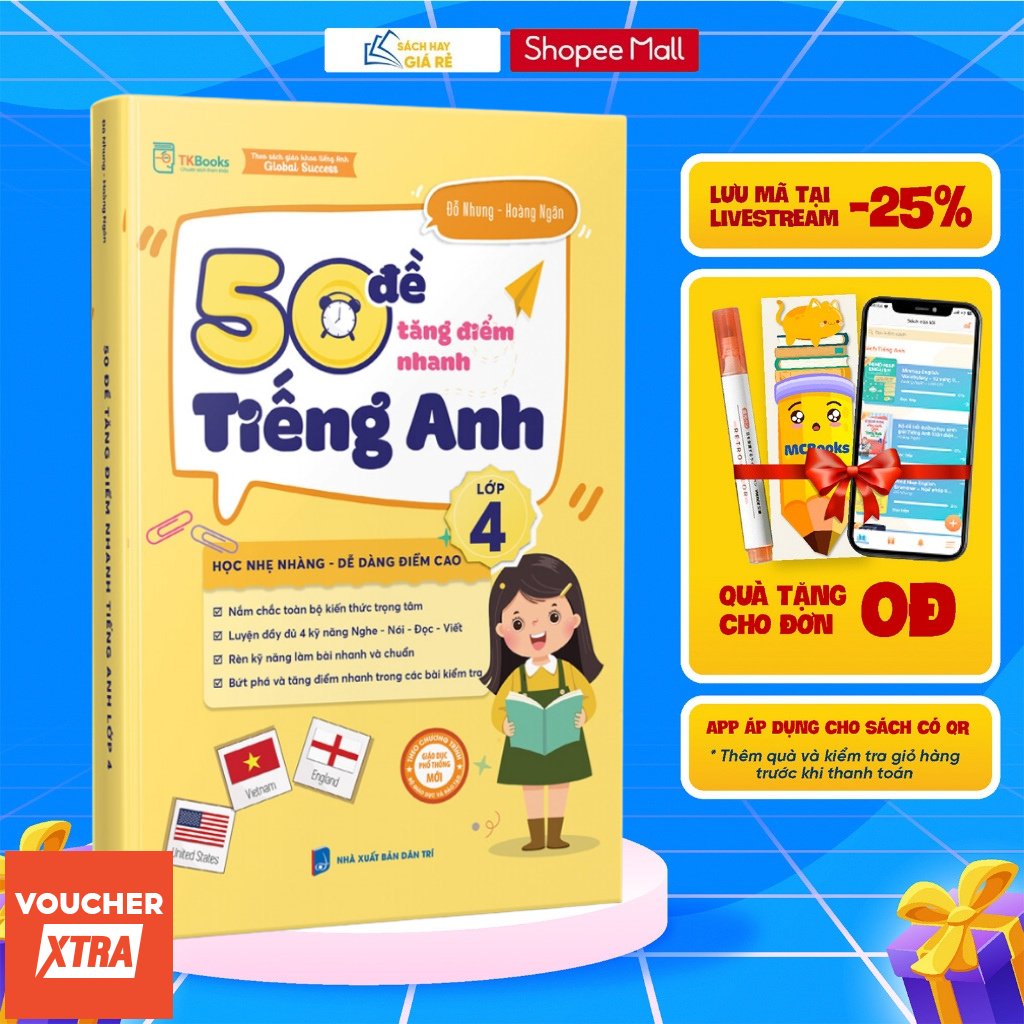 Sách 50 Đề tăng nhanh điểm Tiếng Anh lớp 4