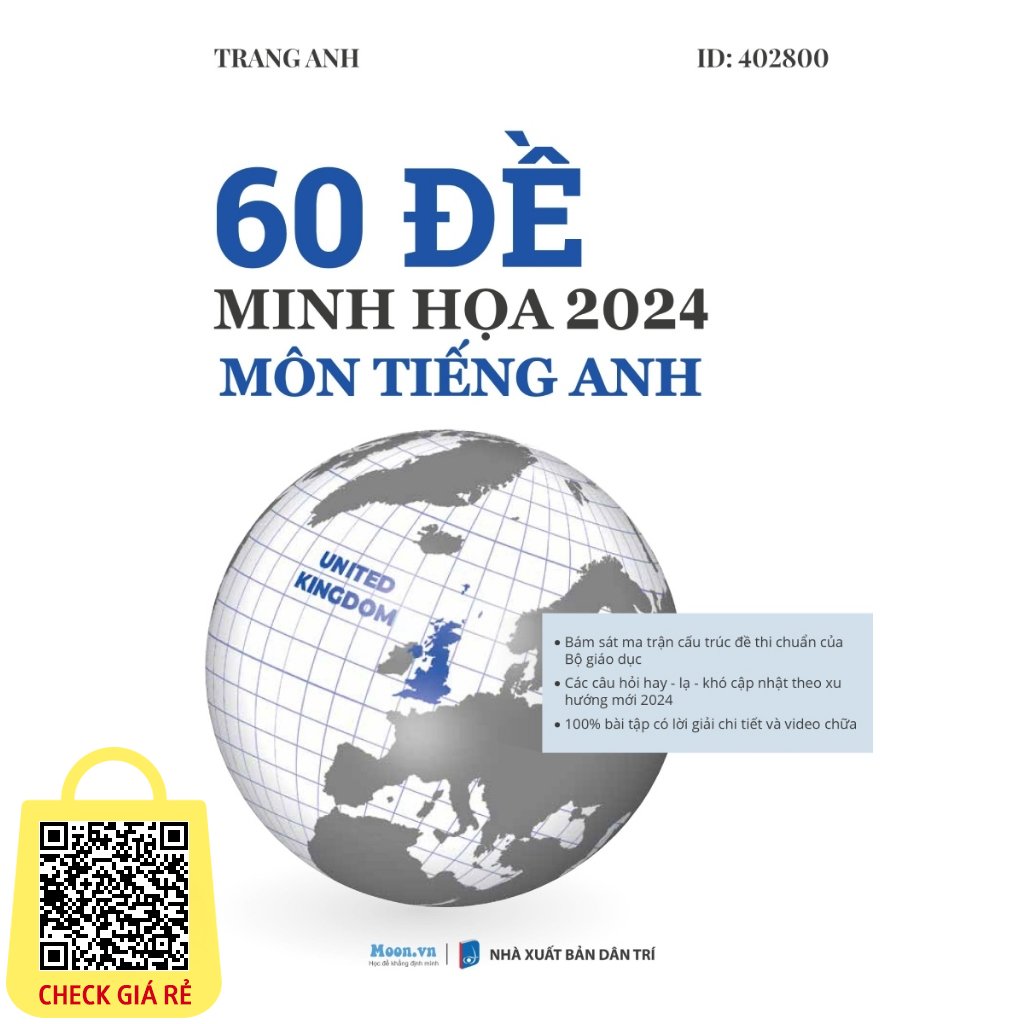 Sách 60 Đề Minh Họa 2024 Môn Tiếng Anh - Tặng Phiếu Trắc Nghiệm 50 Câu (MOON)
