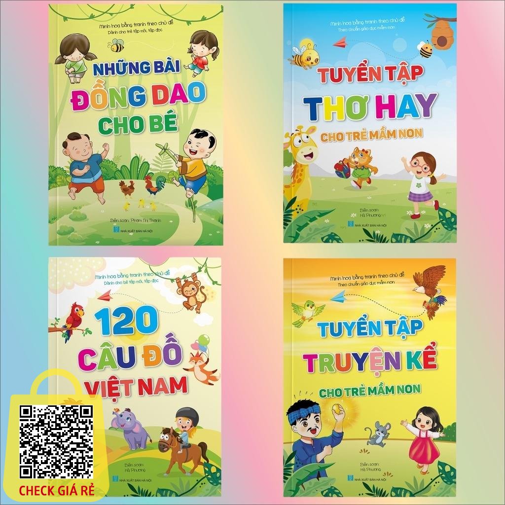 Sach Bo 4 cuon Truyen Tho Dong dao Cau do cho Tre mam non- Minh Hoa Bang Tranh Theo Chu De