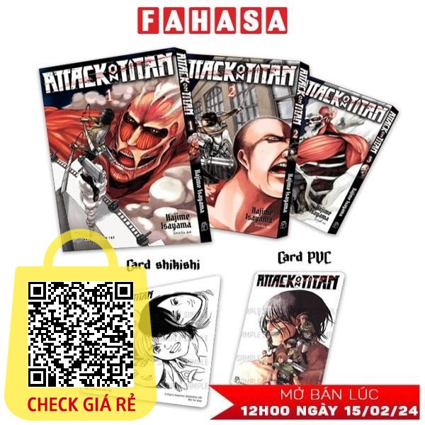 Sách Bộ Manga Attack On Titan: Tập 1 3 (Bộ 3 Tập) Tặng Kèm Card PVC + Card Shikishi