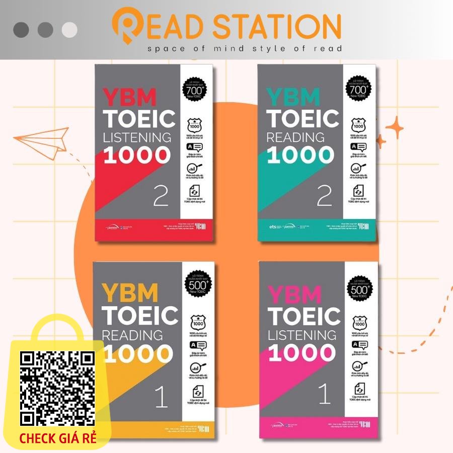 Sách Bộ: YBM TOEIC 1000: Reading (1-2) + Listening (1-2) (Combo/Lẻ 4 Cuốn)