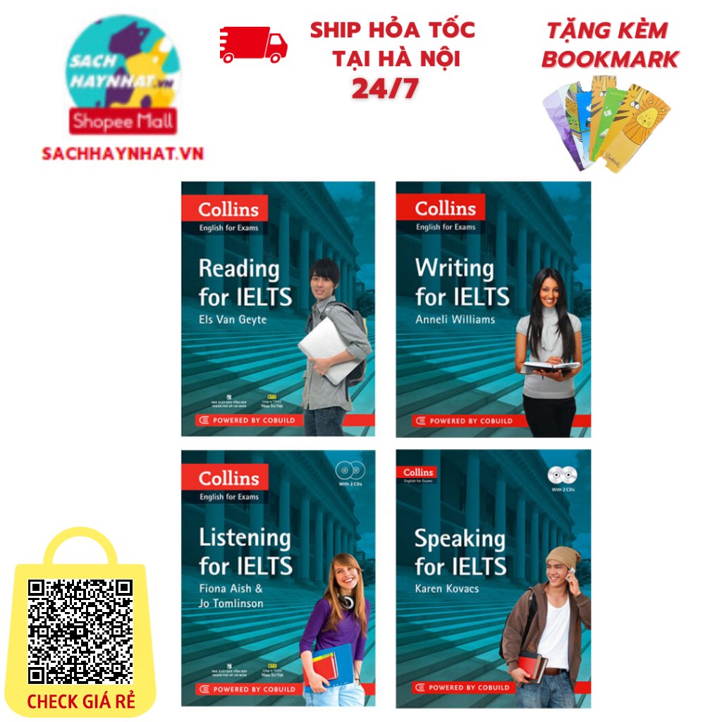 Sách Collins English for exams : Reading ,Writing, Listening,Speaking ,Vocabulary For IELTS (lẻ tùy chọn ) + Tặng kèm