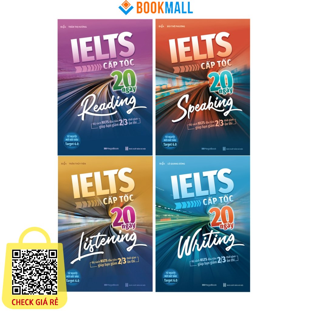 Sách Combo 4 cuốn IELTS cấp tốc 20 ngày Listening, Speaking, Reading, Writing0