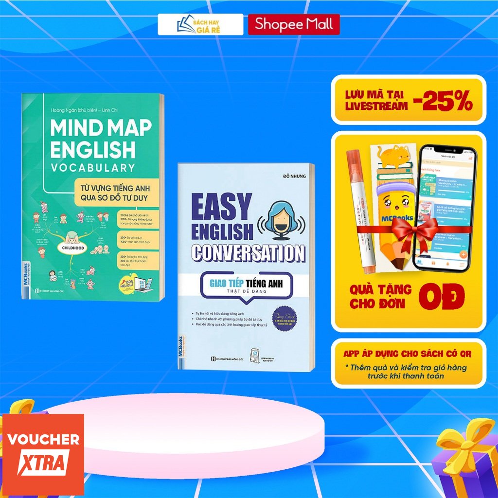 Sách Combo Mindmap English Vocabulary Và Easy English Conversation - Kèm App Học Online