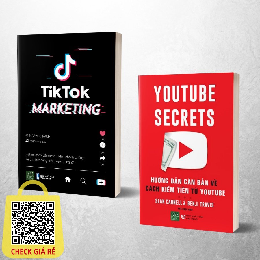 Sách Combo Tiktok marketing và Hướng dẫn kiếm tiền từ Youtube